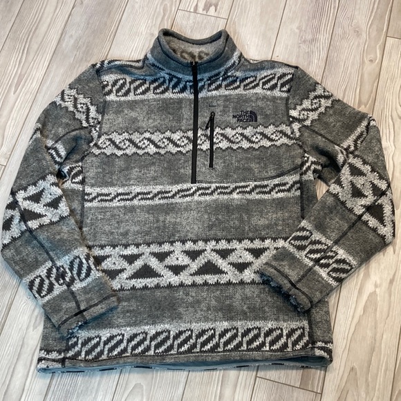 aztec print fleece pullover mens